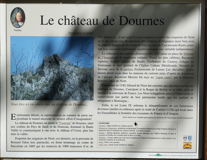 Chateau de Dournes - panneau de présentation