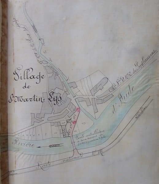 St Martin Lys, plan de 1898 pour le classement du chemin passant par le pont en chemin vicinal, vue détail