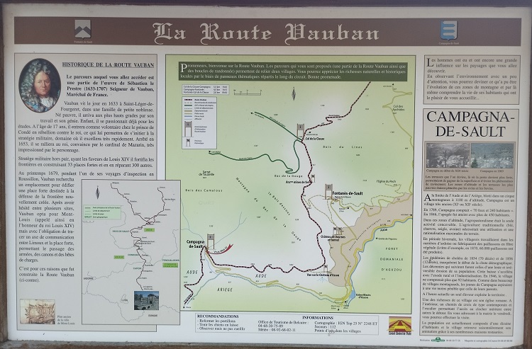 Campagna de Sault - panneau de présentation du chemin Vauban