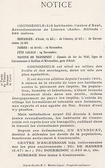SESA Counozouls - Carte double - notice