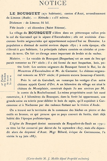SESA Le-Bousquet - Carte double - notice