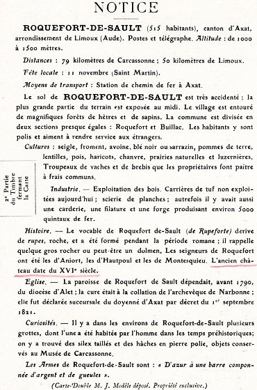 SESA Roquefort-de-Sault - Carte double - notice
