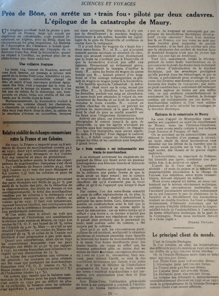article de Sciences et voyages du 27 04 1933
