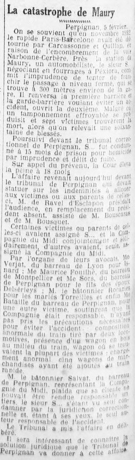 article du petit méridional du 6 février 1934