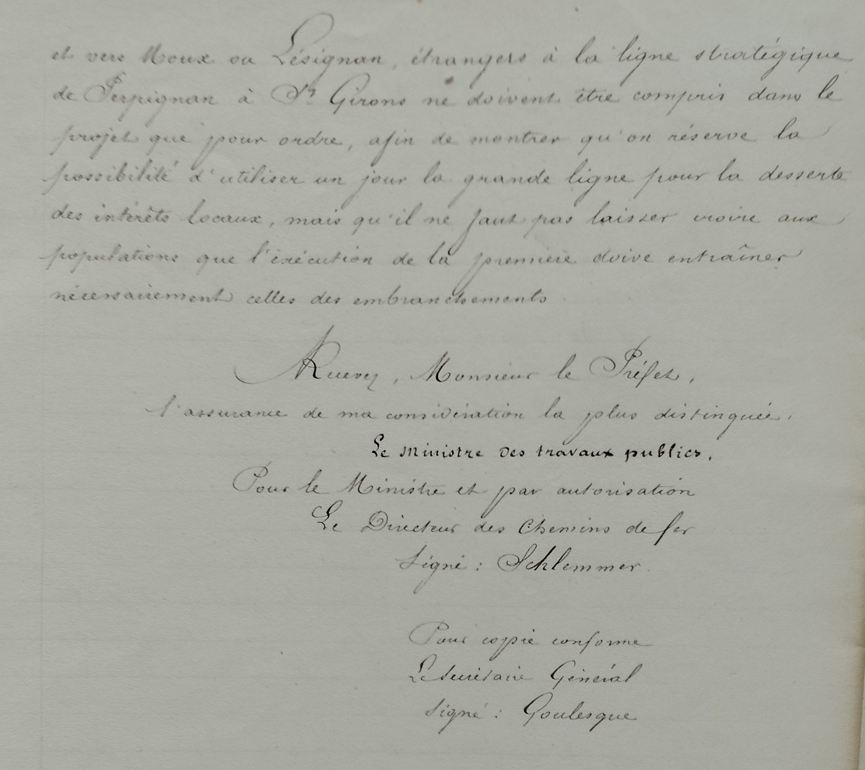 21 novembre 1877 Ligne de chemin de fer Perpignan / St Girons - Préfecture - Décision sur le trajet dans l'Aude 7