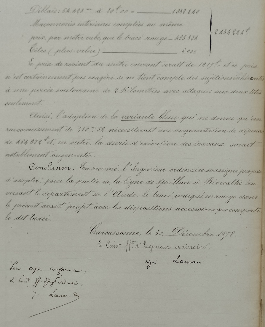 30 décembre 1878 - mémoire accompagnant les plans - copie