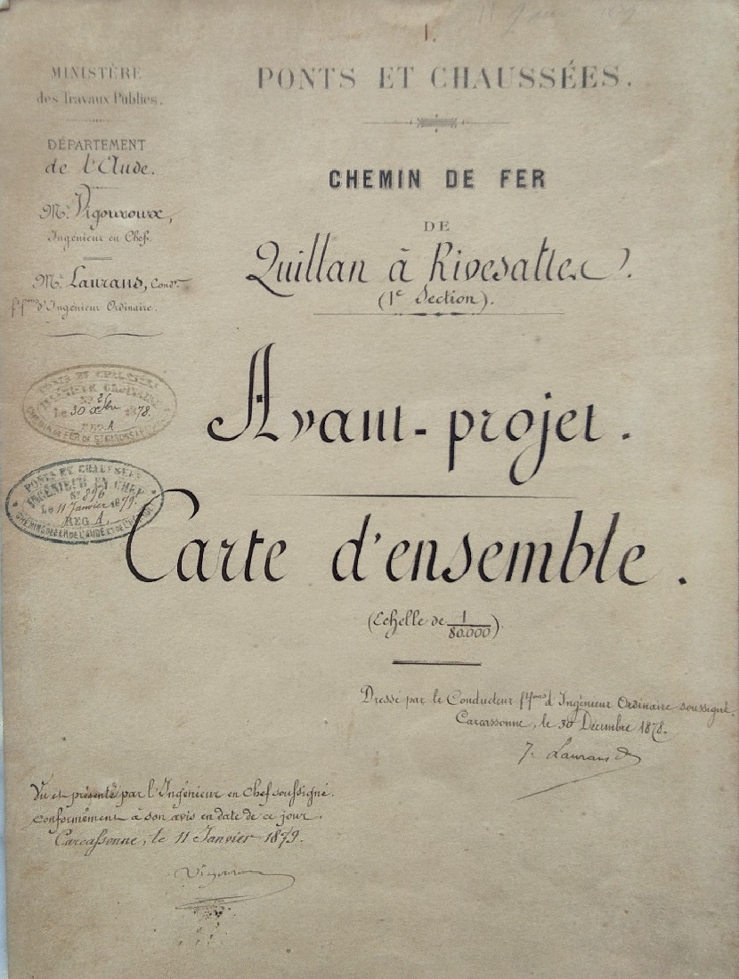 Page de garde de la Carte d'ensemble de l'avant projet de 1878