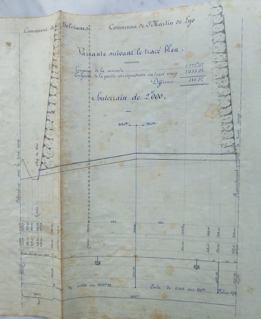 Profil en long détaillé de 1878 - station de Saint Martin Axat  - trajet 2