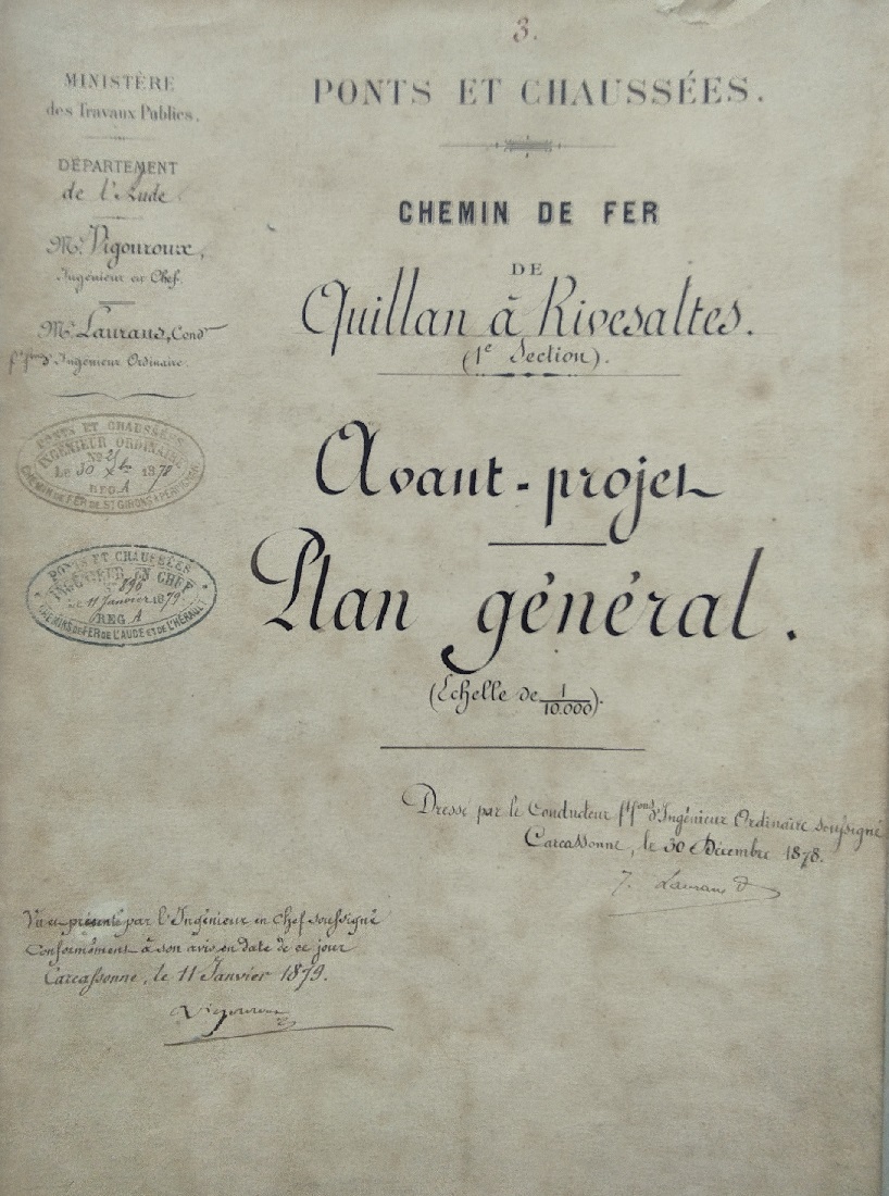 Plan général de l'avant projet de 1878 - Page de garde