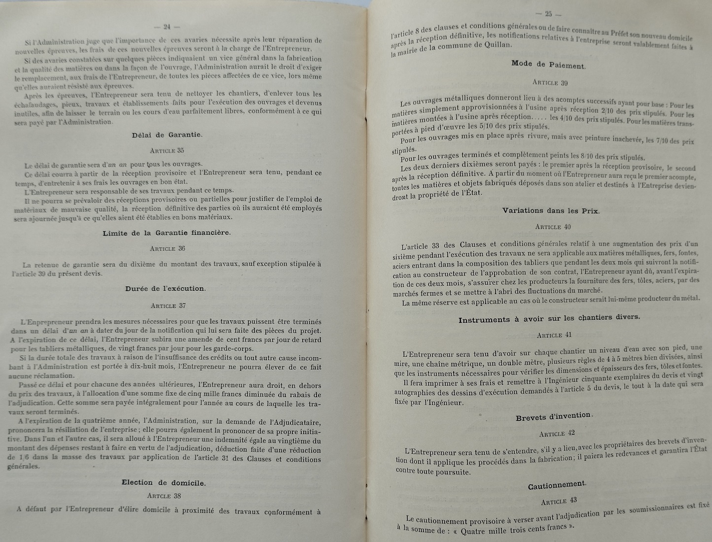 Devis et cahier des charges pour les tabliers et gardes-corps des grands ouvrages métaliques du 14 mai 1901 - 15