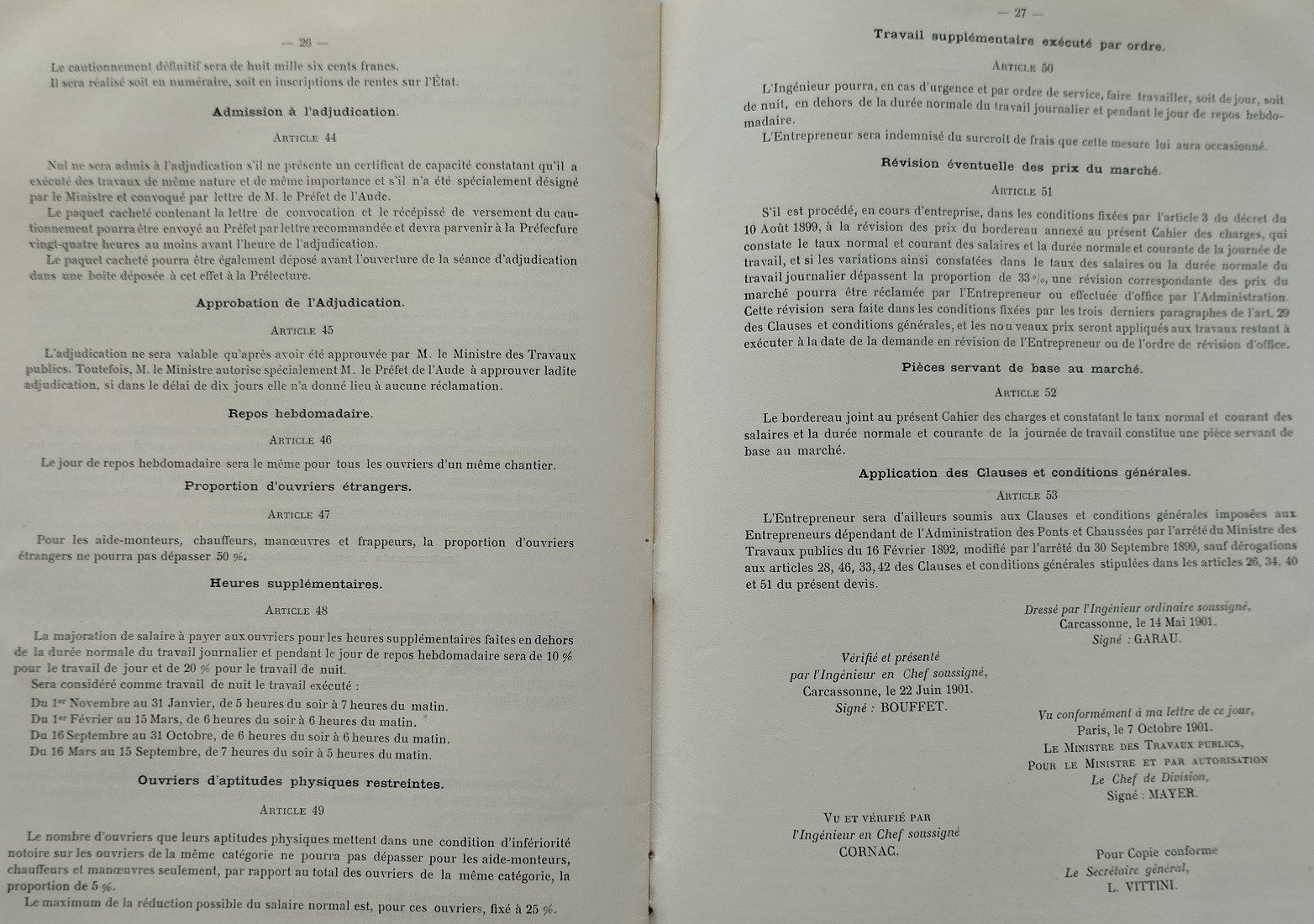 Devis et cahier des charges pour les tabliers et gardes-corps des grands ouvrages métaliques du 14 mai 1901 - 16