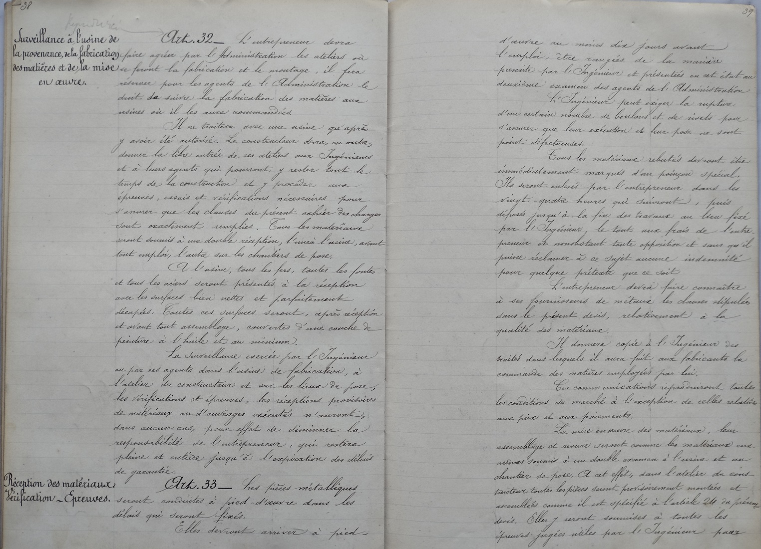 Script du Devis et cahier des charges pour les tabliers et gardes-corps des grands ouvrages métaliques du 14 mai 1901 - 22