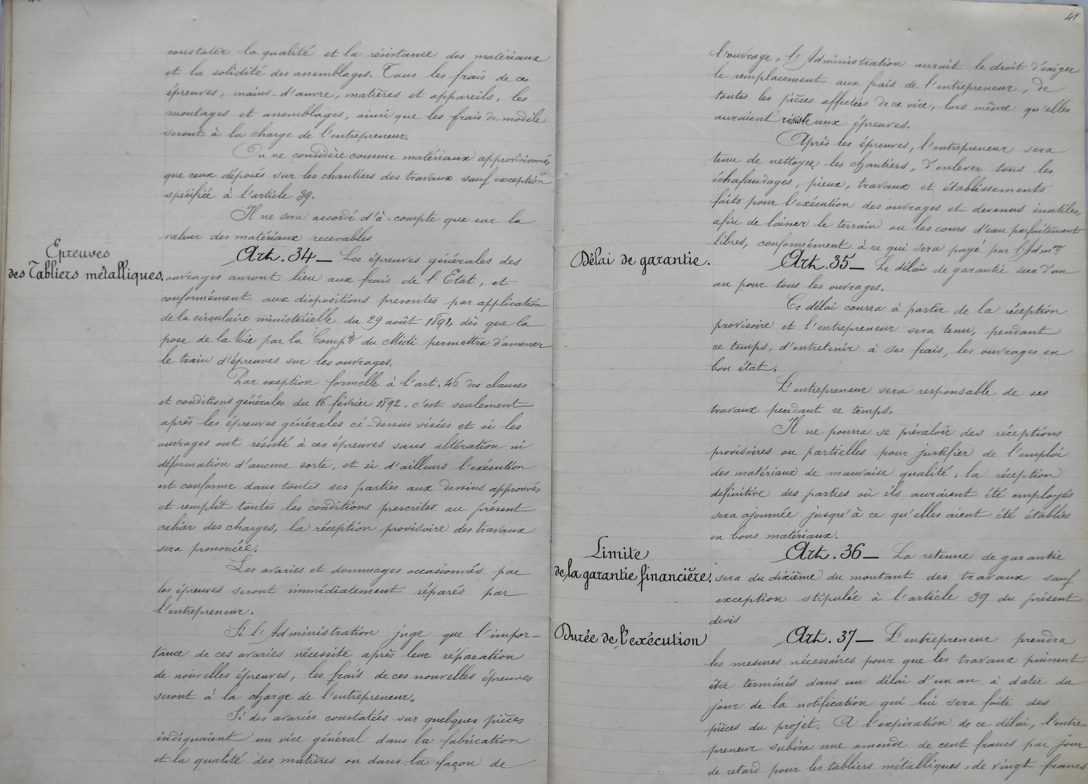 Script du Devis et cahier des charges pour les tabliers et gardes-corps des grands ouvrages métaliques du 14 mai 1901 - 23
