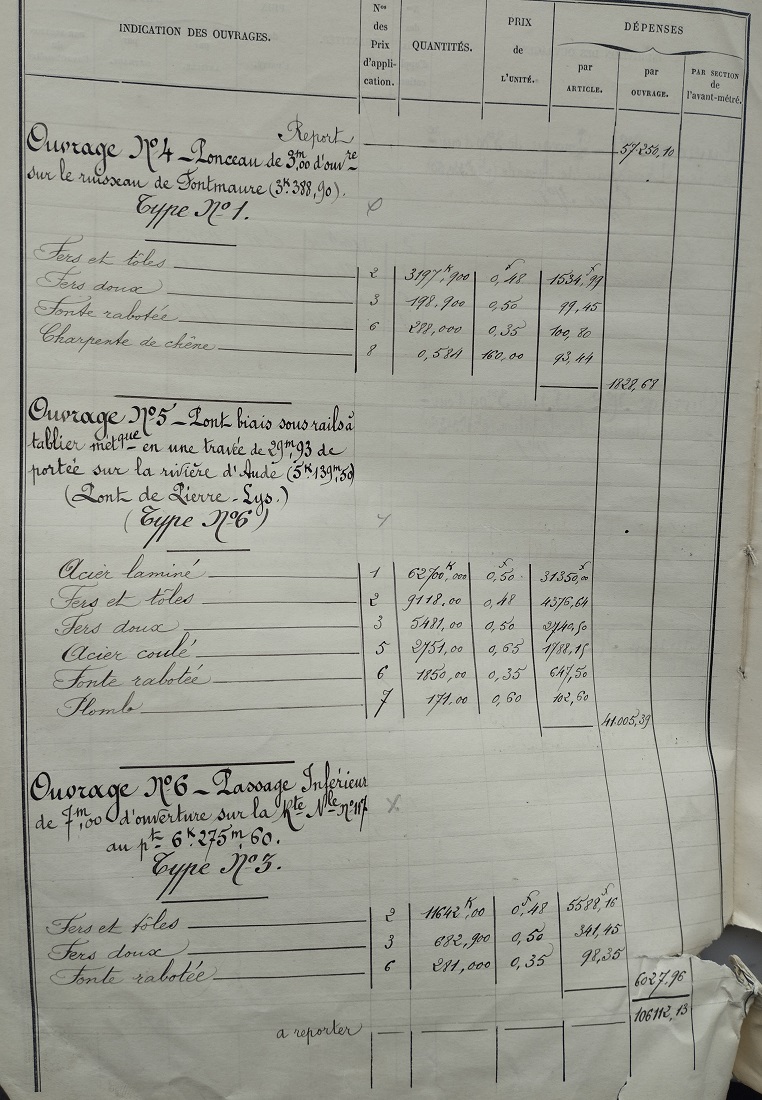 Devis estimatif des tabliers et gardes-corps des grands ouvrages métaliques du 14 mai 1901 - 3