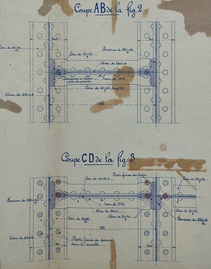Tabliers métalliques ouvrage n°9, Pont de 5m d'ouverture sous-rail à poutres jumelées de 5m70 de portée - Ensemble et détails - 3
