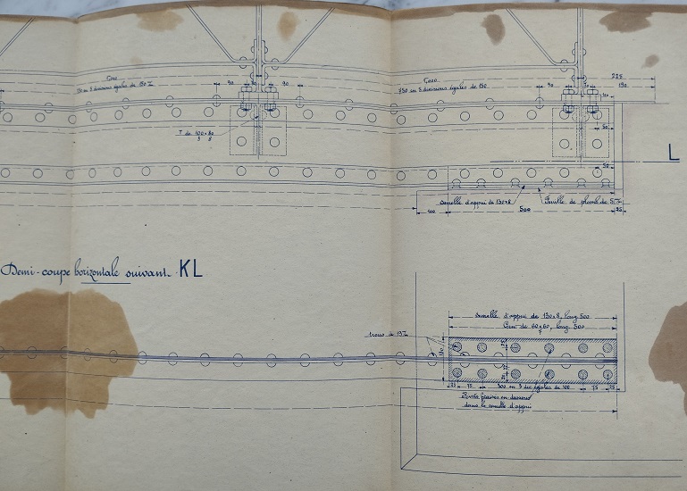 Tabliers métalliques ouvrage n°9, Pont de 5m d'ouverture sous-rail à poutres jumelées de 5m70 de portée - Ensemble et détails - 11