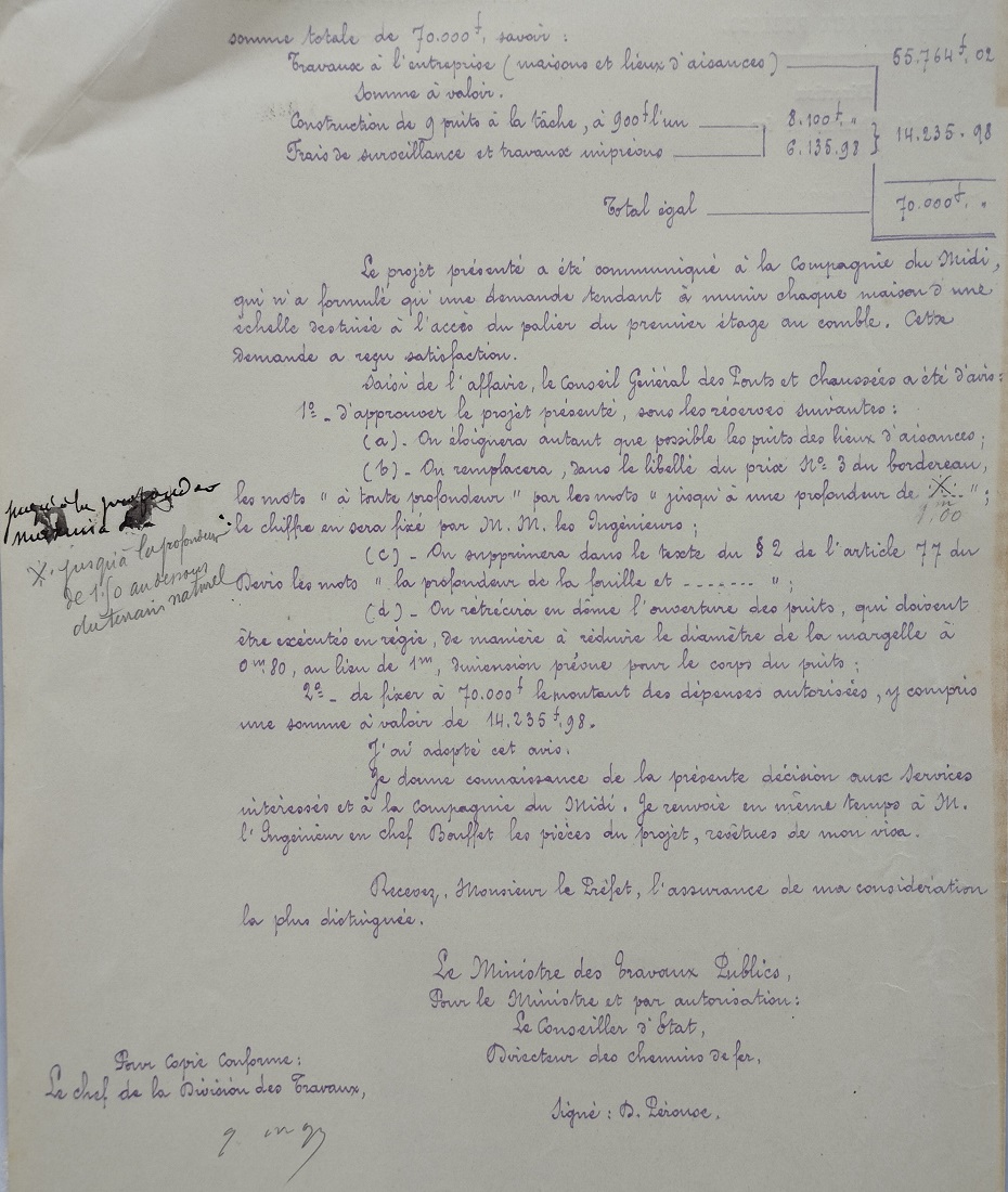 Courrier de la compagnie du Midi au Préfet de l'Aude du 21 mars 1899 - 2