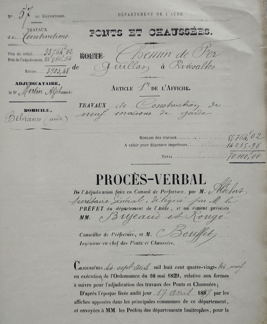 Procès verbal de l'adjudication du 18 avril 1899 - 1