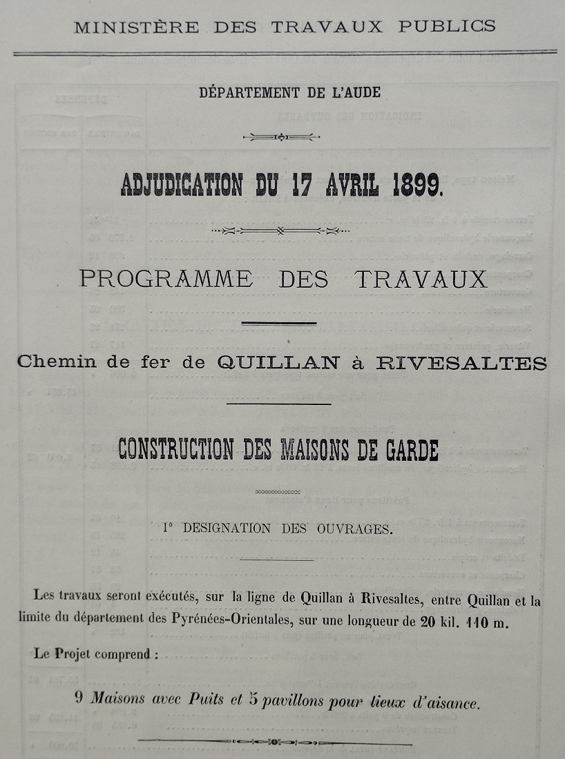 Programme des travaux - adjudication du 18 avril 1899 - 1
