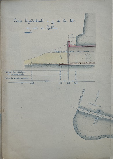 Ouvrage n°23 - Sous-terrain de la Pierre-Lys - 1ère feuille - Plans et coupes longitudinales du 25 juillet 1887 - 5