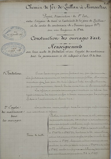 Construction des ouvrages d'art - Renseignement sur leur mode de fondation - 25 juillet 1887 - 1