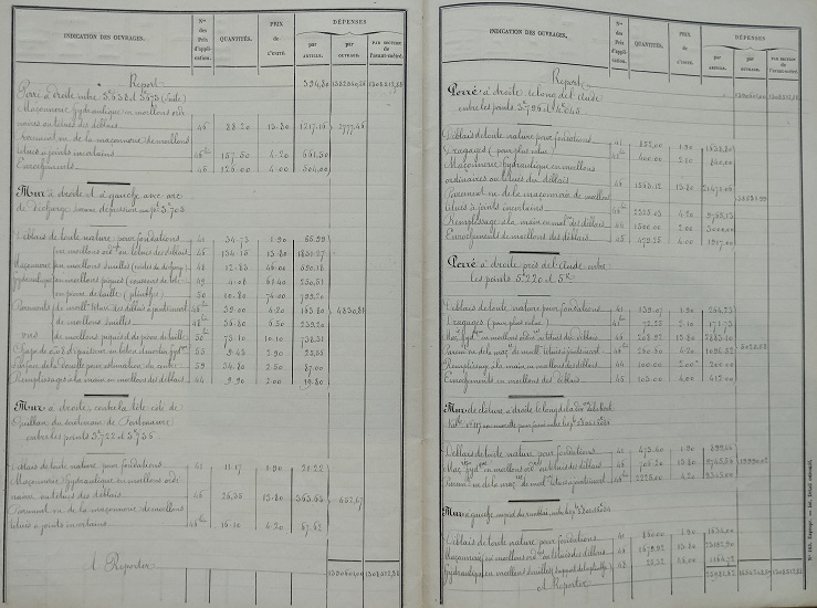 Détail estimatif - lot 1 du 25 janvier 1888 - 17