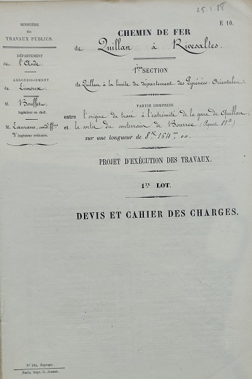 Devis et cahier des charges - lot 1 du 25 janvier 1888 - 1