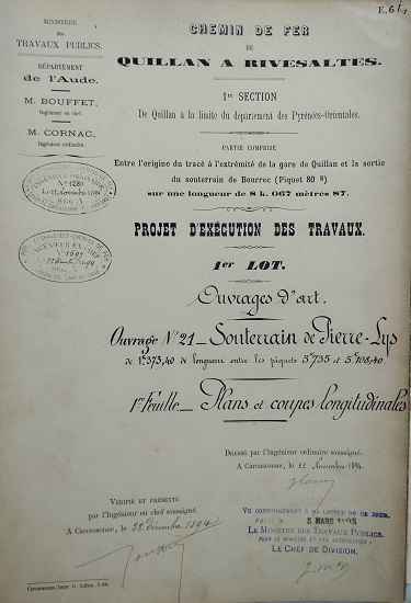 Ouvrage n°21 - Souterrain de la Pierre-lys - 1° feuille - lot 1 du 22 novembre 1894 - 2