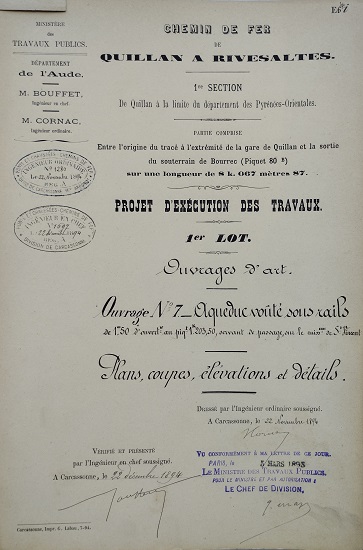 Ouvrage n°7 - Aqueduc voûté sous rails de 1m50 - lot 1 du 22 novembre 1894 - 1