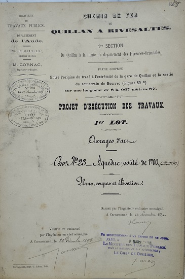 Ouvrage n°23 - Aqueduc voûté de 1m - lot 1 du 22 novembre 1894 - 1