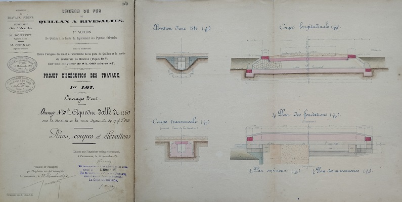Ouvrage n°11 bis -Aqueduc dallé de 0,60 - lot 1 du 22 novembre 1894 - general