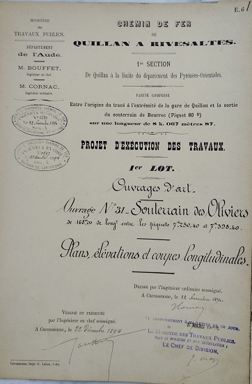 Ouvrage n°31 - Souterrain des Oliviers - lot 1 du 22 novembre 1894 - 1
