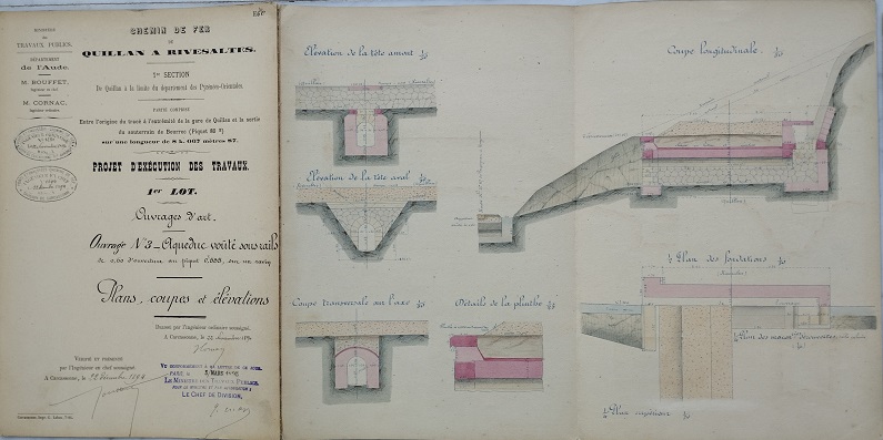 Ouvrage n°3 - Aqueduc voûté sous rails de 0,60m - lot 1 du 22 novembre 1894 - general