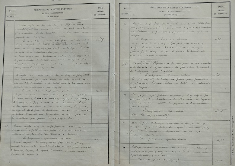 Renseignement sur la composition des prix - lot 1 du 22 novembre 1894 - 21