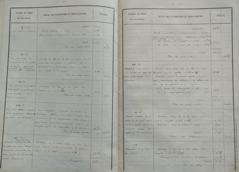 Renseignement sur la composition des prix - lot 1 du 22 novembre 1894 - 30