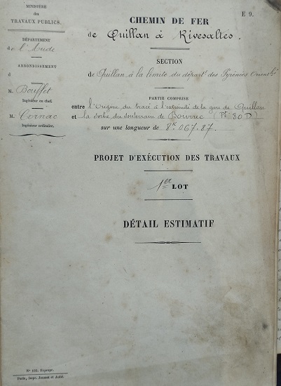 Détail estimatif - lot 1 du 22 novembre 1894 - 1