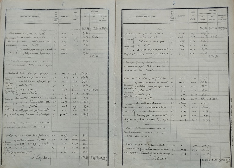 Détail estimatif - lot 1 du 22 novembre 1894 - 5