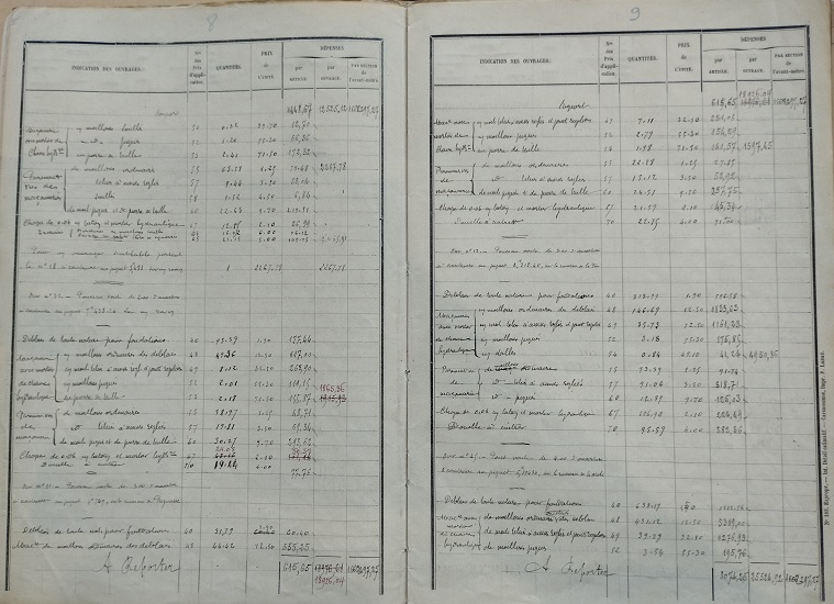 Détail estimatif - lot 1 du 22 novembre 1894 - 6