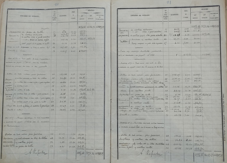 Détail estimatif - lot 1 du 22 novembre 1894 - 7