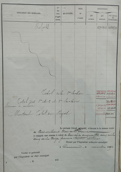 Détail estimatif - lot 1 du 22 novembre 1894 - 16