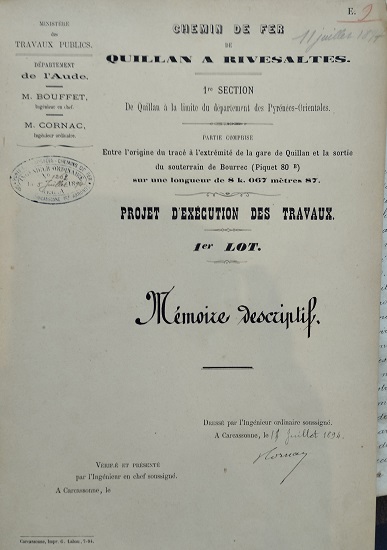 Mémoire descriptif lot 1 du 12 juillet 1894 - 1