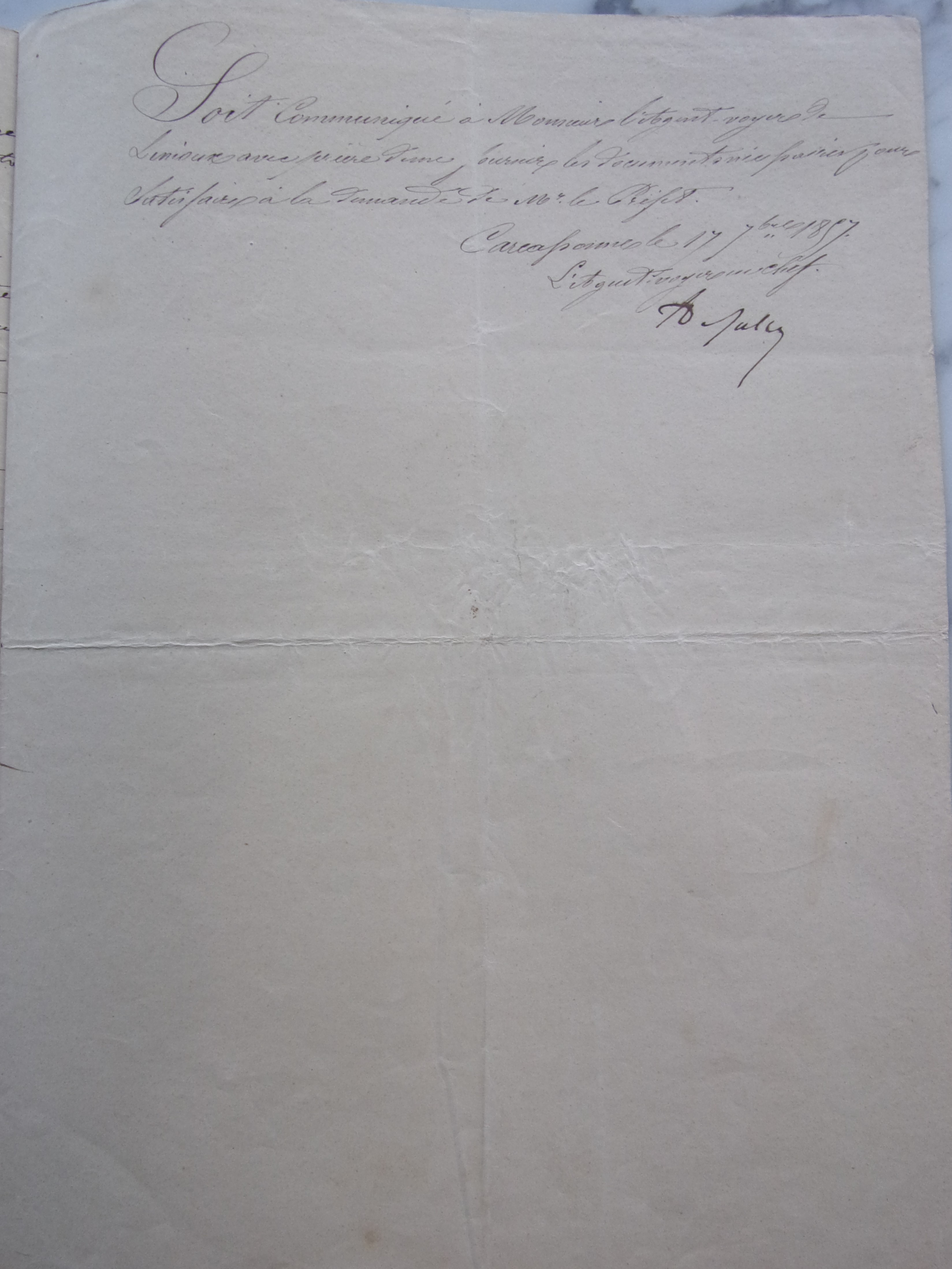 14 septembre 1857 - Maire à Sous-Préfet - Demande d'autorisation pour engager des dépenses pour reconstruire la passerelle sur l'Aude -3 