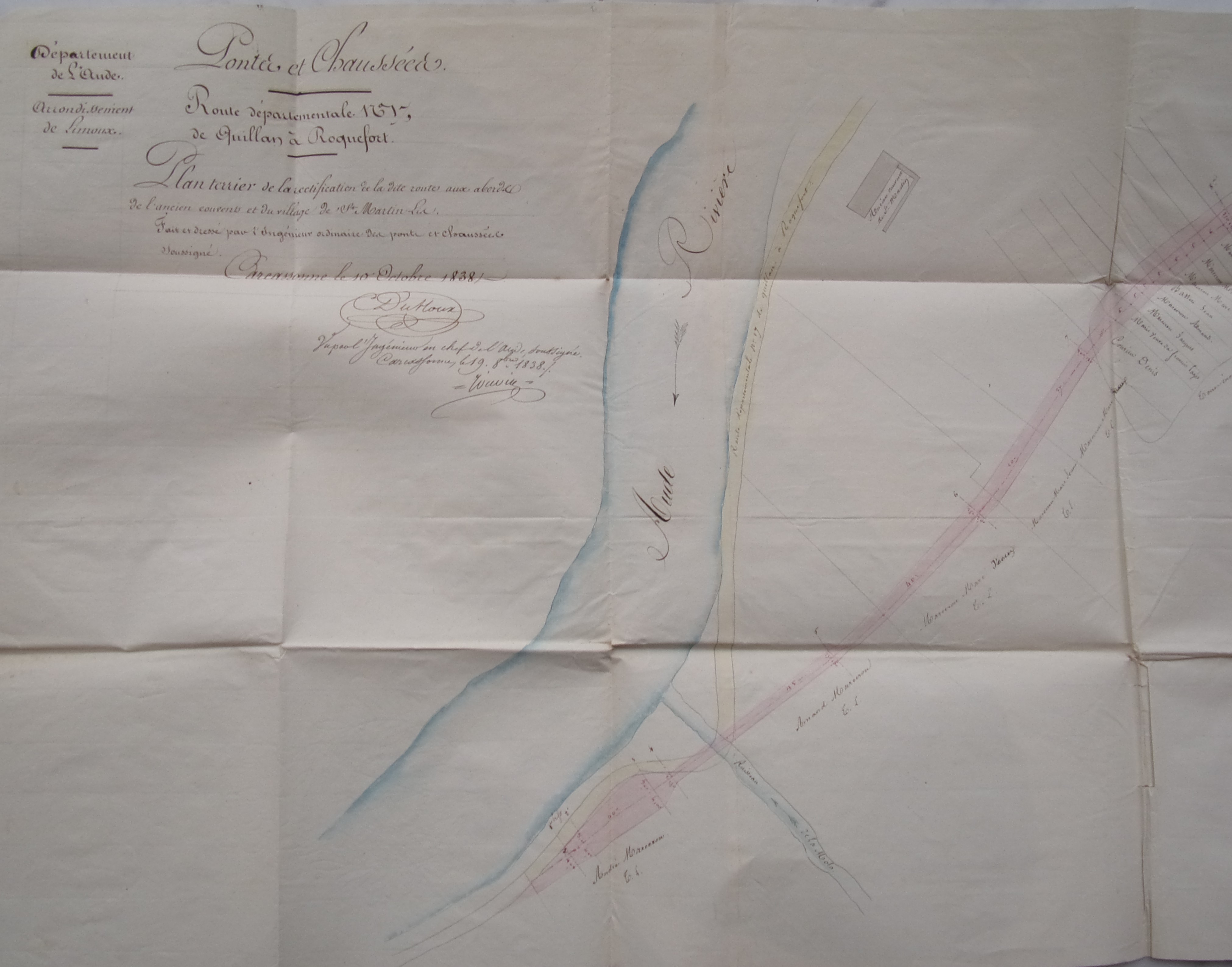 Rectification et restauration de la route départementale n°17 - Plan du 10 octobre 1838 - 1