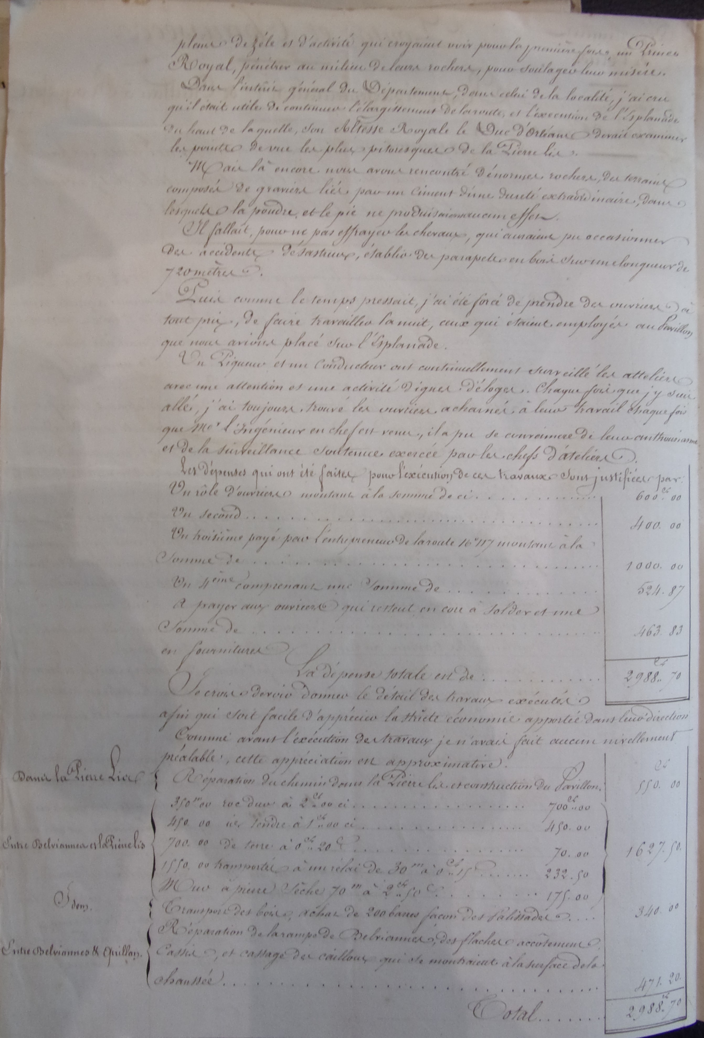 Rectification et restauration de la route départementale n°17 - Rapport des Ponts et chaussées du janvier 1840 - 2