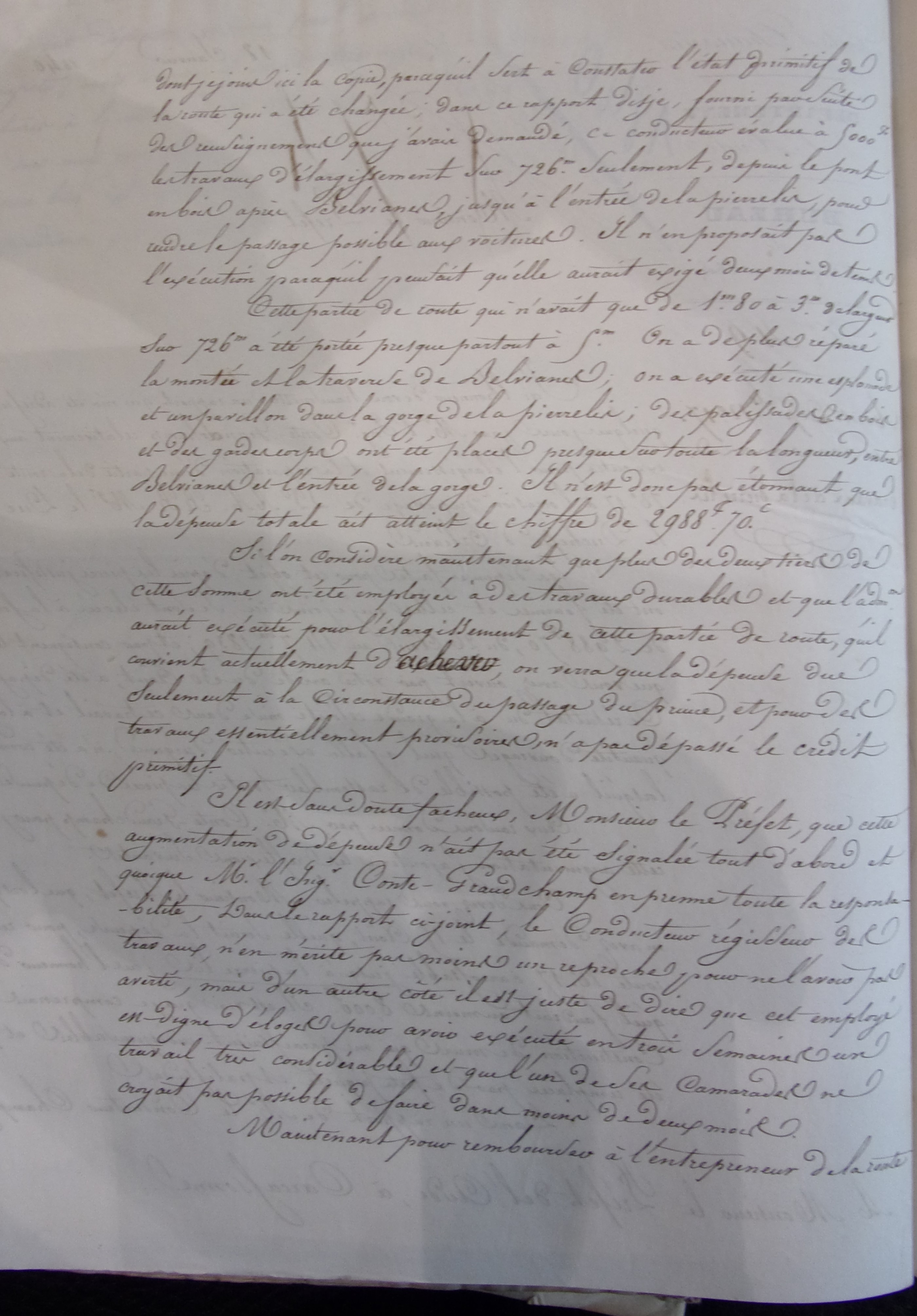 Rectification et restauration de la route départementale n°17 - Lettre au Préfet d'accompagnement du Rapport des Ponts et chaussées du 18 janvier 1840 - 2