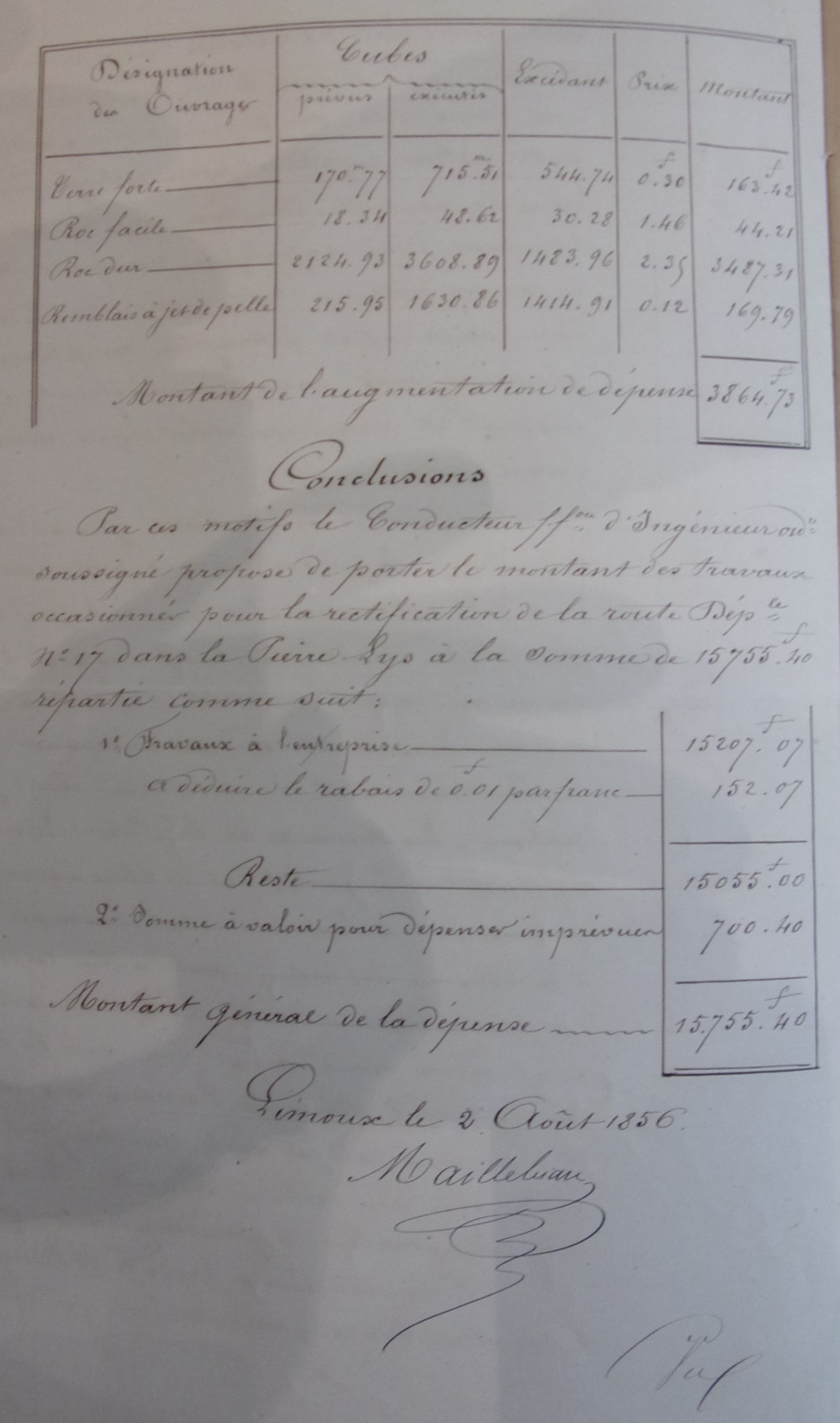 Rectification et restauration de la route départementale n°17 - Rapport du Conducteur du 2 août 1856 - 4