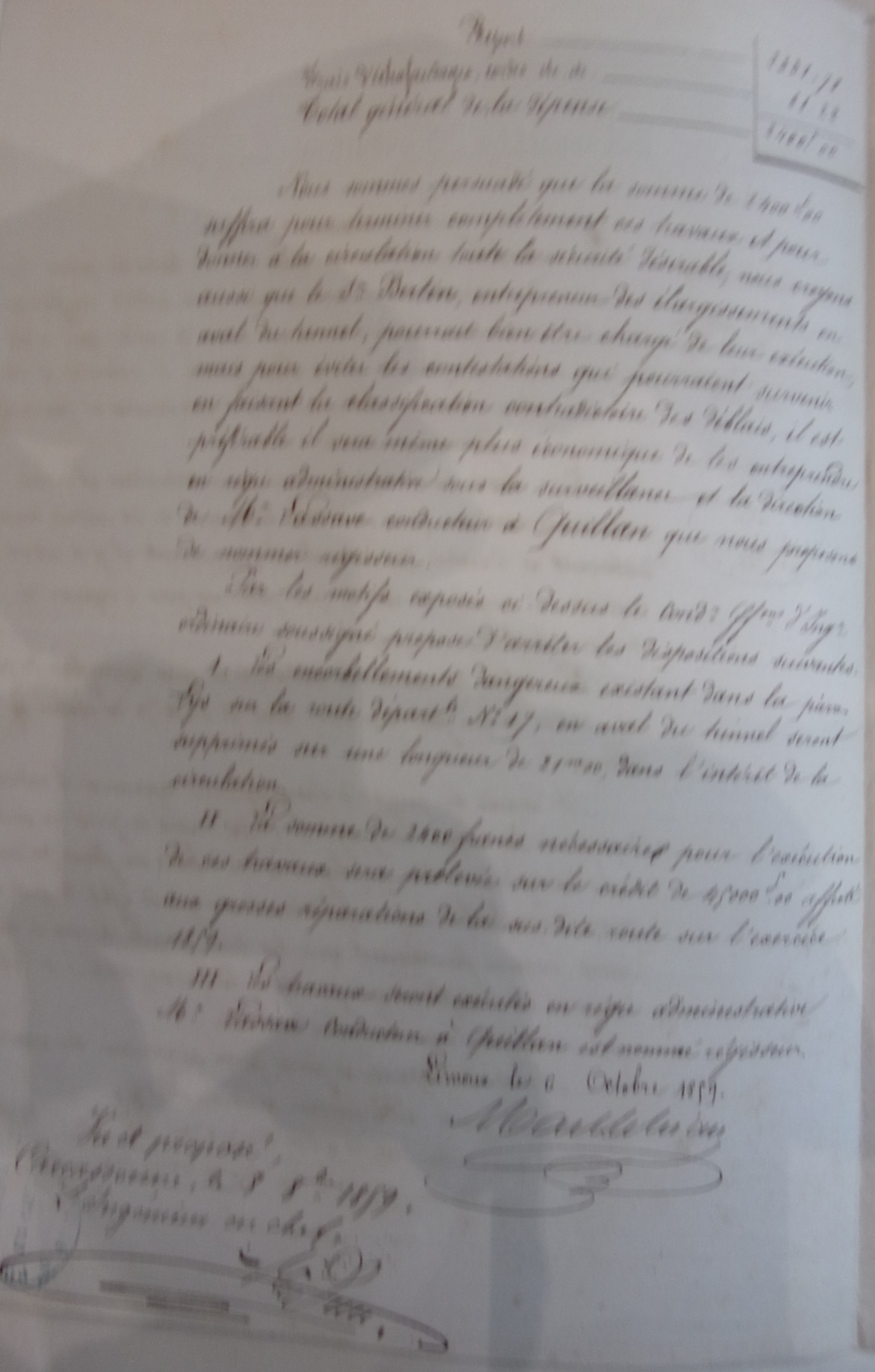 Suppressions d'encorbellements dans la Pierre-Lys - route départementale n°17 - Rapport du Conducteur du 6 octobre 1859 - 3