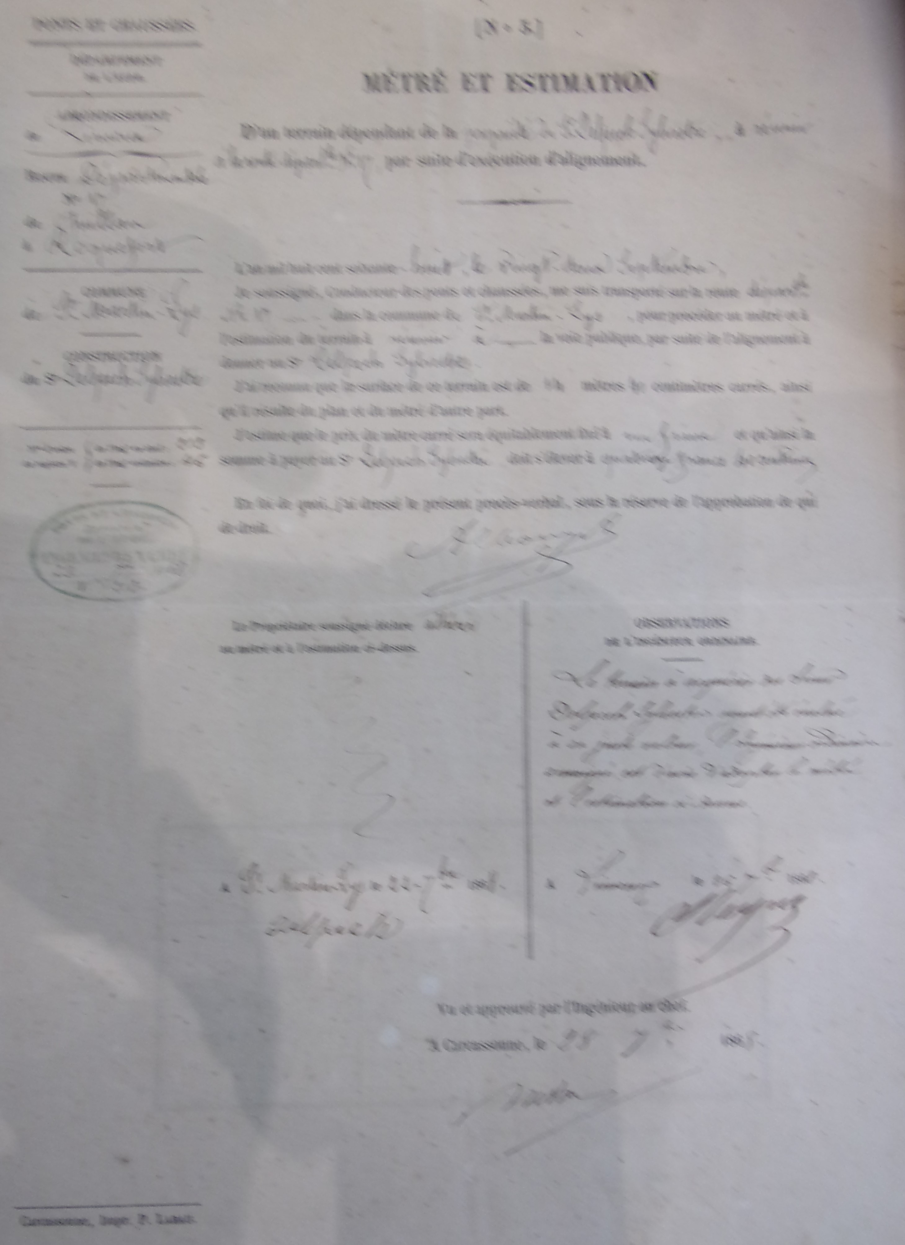 Création d'une construction à Saint Martin Lys sur la route départementale 17 par Sylvestre Delpech - Métré et estimation du 28 septembre 1868 - 1