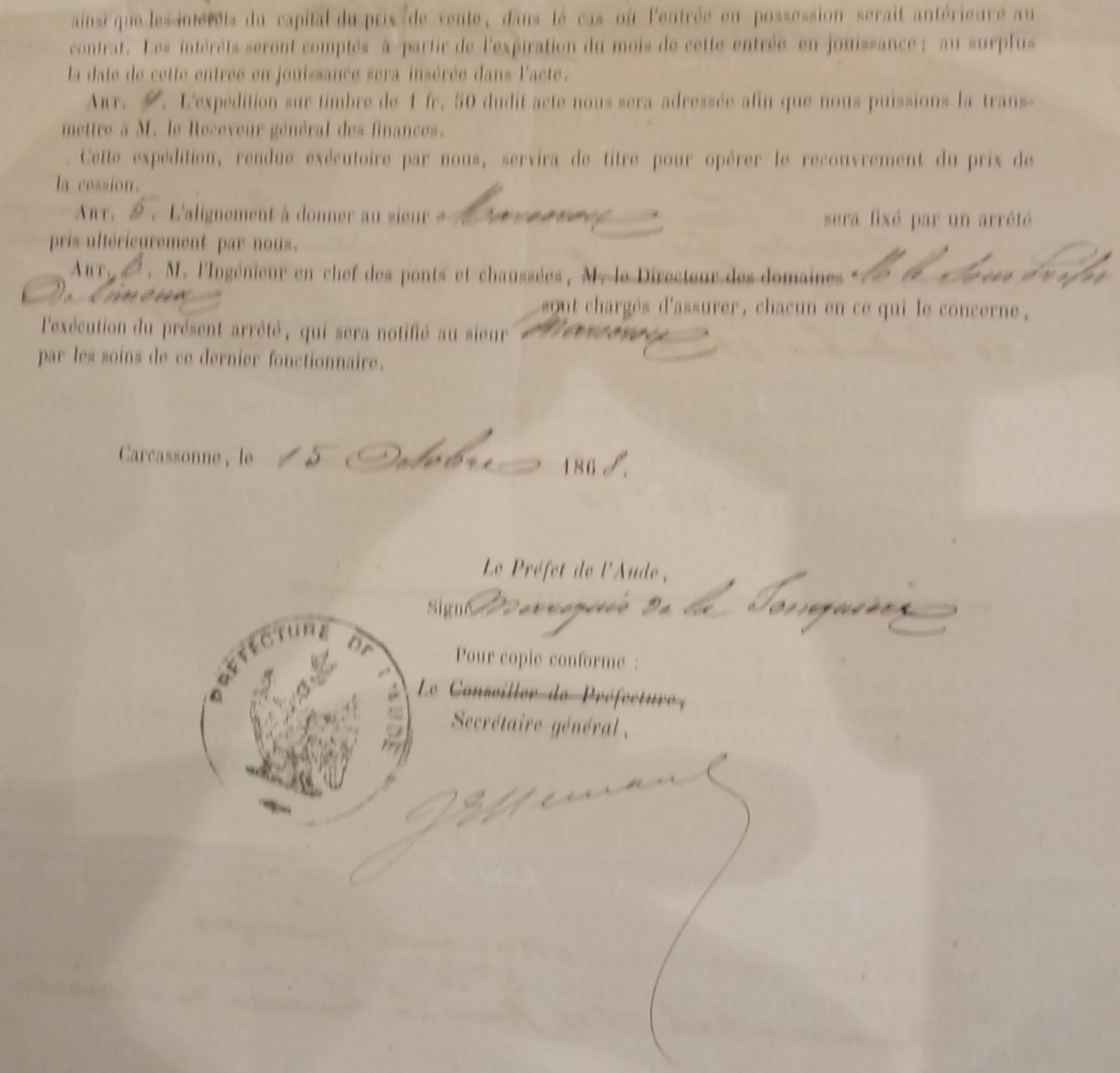 Demande de création d'une auberge sur la route départementale 17 par François Marcerou - Préfet de l'Aude statuant en conseil de préfecture du 15 octobre 1868 - 4