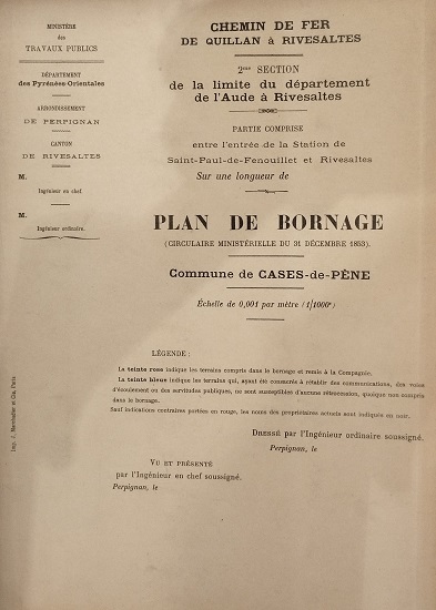 Plan de bornage sur la commune de Cases de Pène - 1